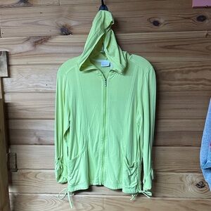 Weekends By Chico's Women's Lime Green Zip-Up Hoodie Long Sleeve Size 1